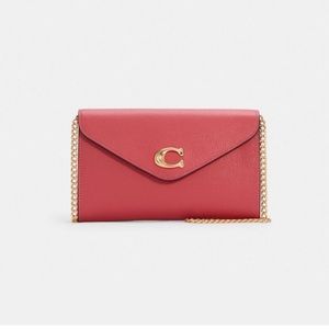 NWT Coach Strawberry Haze Pink Tammie Clutch Crossbody Purse Bag Wallet on Chain